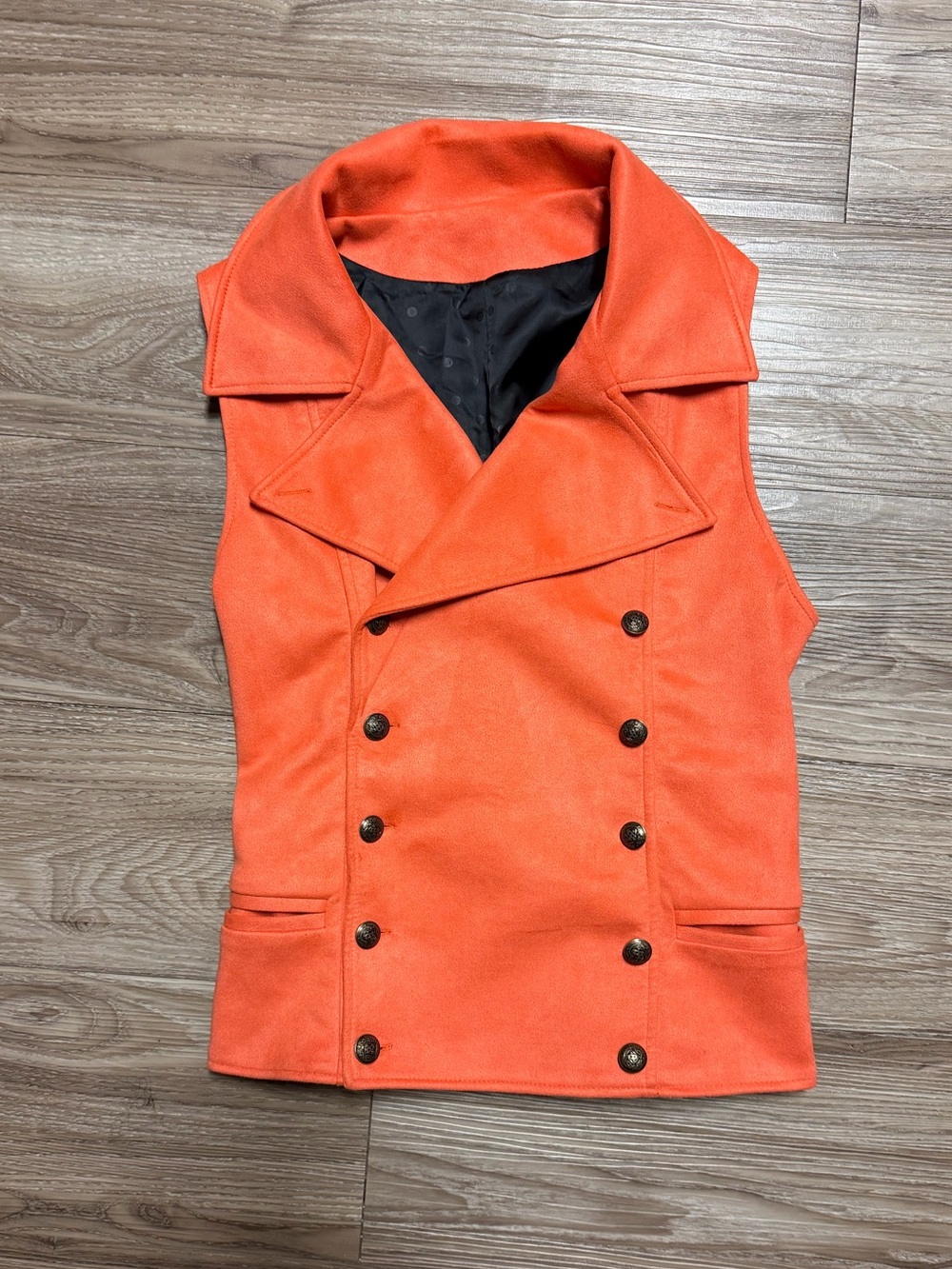 Orange Mens Suit Suede Double Breasted Vest Classic Tuxedo Tux Waistcoat